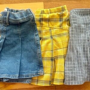 Stylish Kids Denim, Yellow Plaid, and Gray Checkered Skirt/Shorts Set